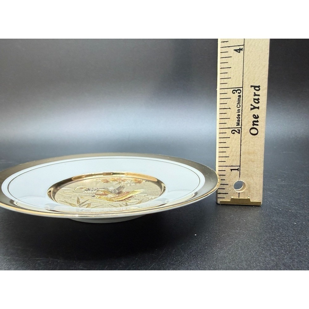 Vintage Chokin Plate Small Ducks Birds Cherry Blossoms 24K‎ Gold Art of Chokin - Picture 8 of 9